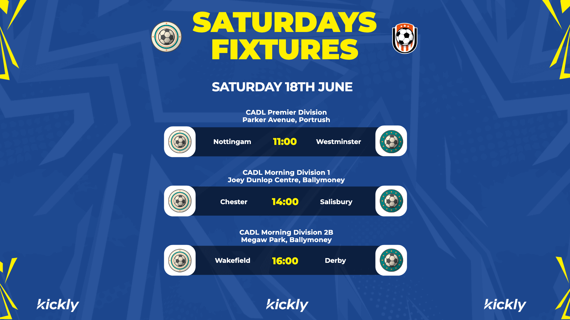 Soccer Weekend Fixtures Design Kickly