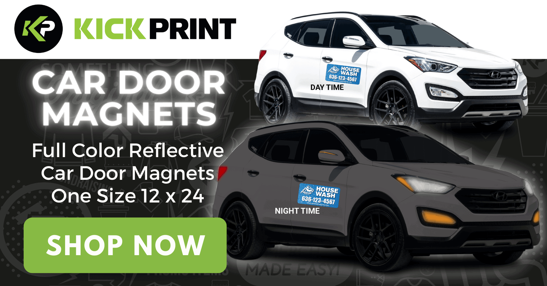 FULL COLOR Reflective Car Door One Size 12 x 24 Kick Print