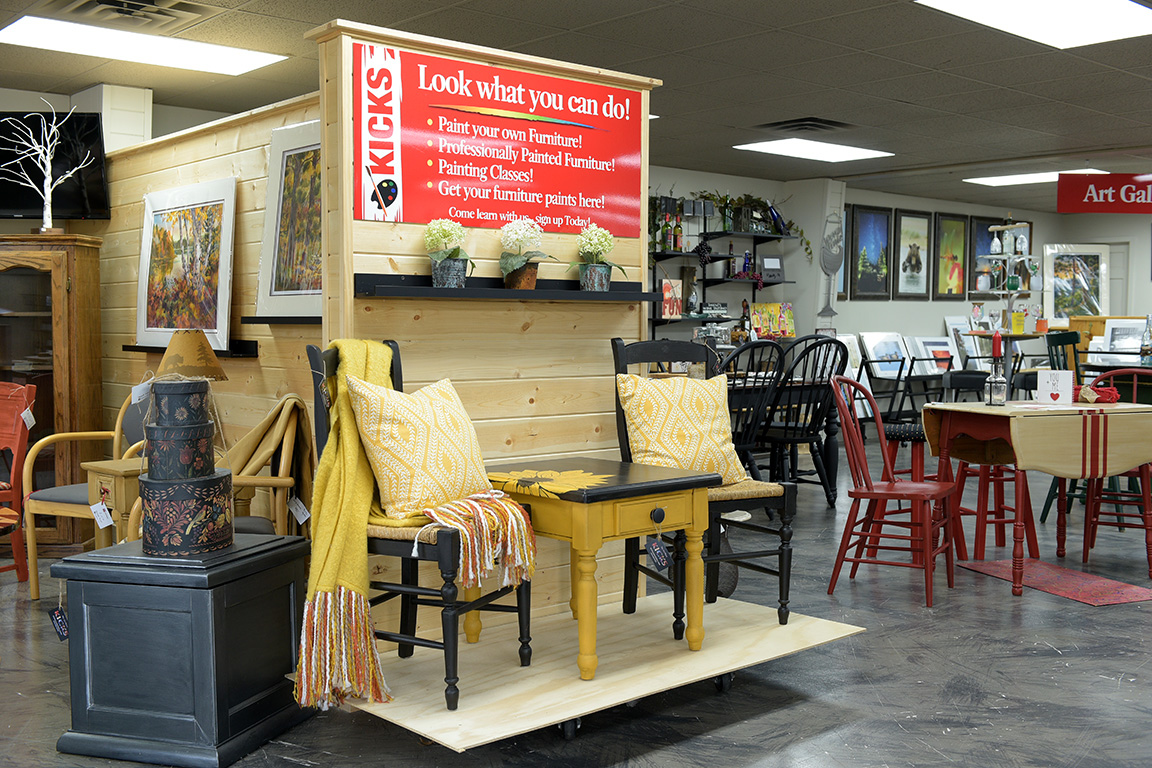 About Kicks the Art Place Art Classes, Repurposed Furniture, Gifts