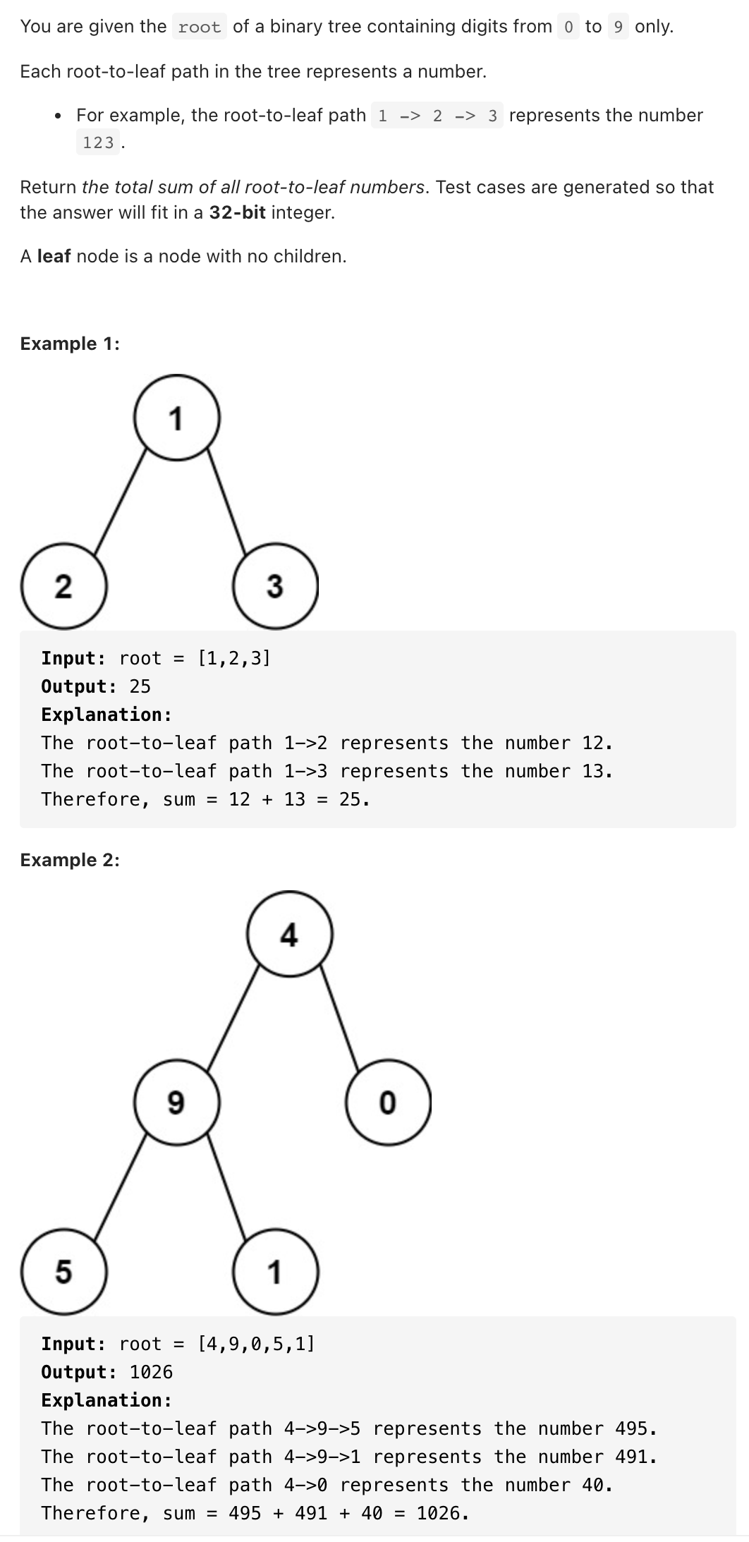 129. Sum Root to Leaf Numbers Kickstart Coding