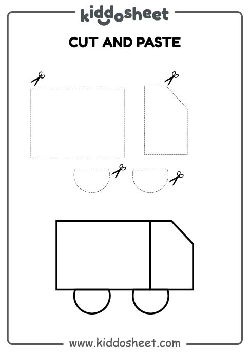 Cut And Paste Worksheet – Car – Free Printable Worksheet - Kiddosheet.com | Free Printable Worksheet