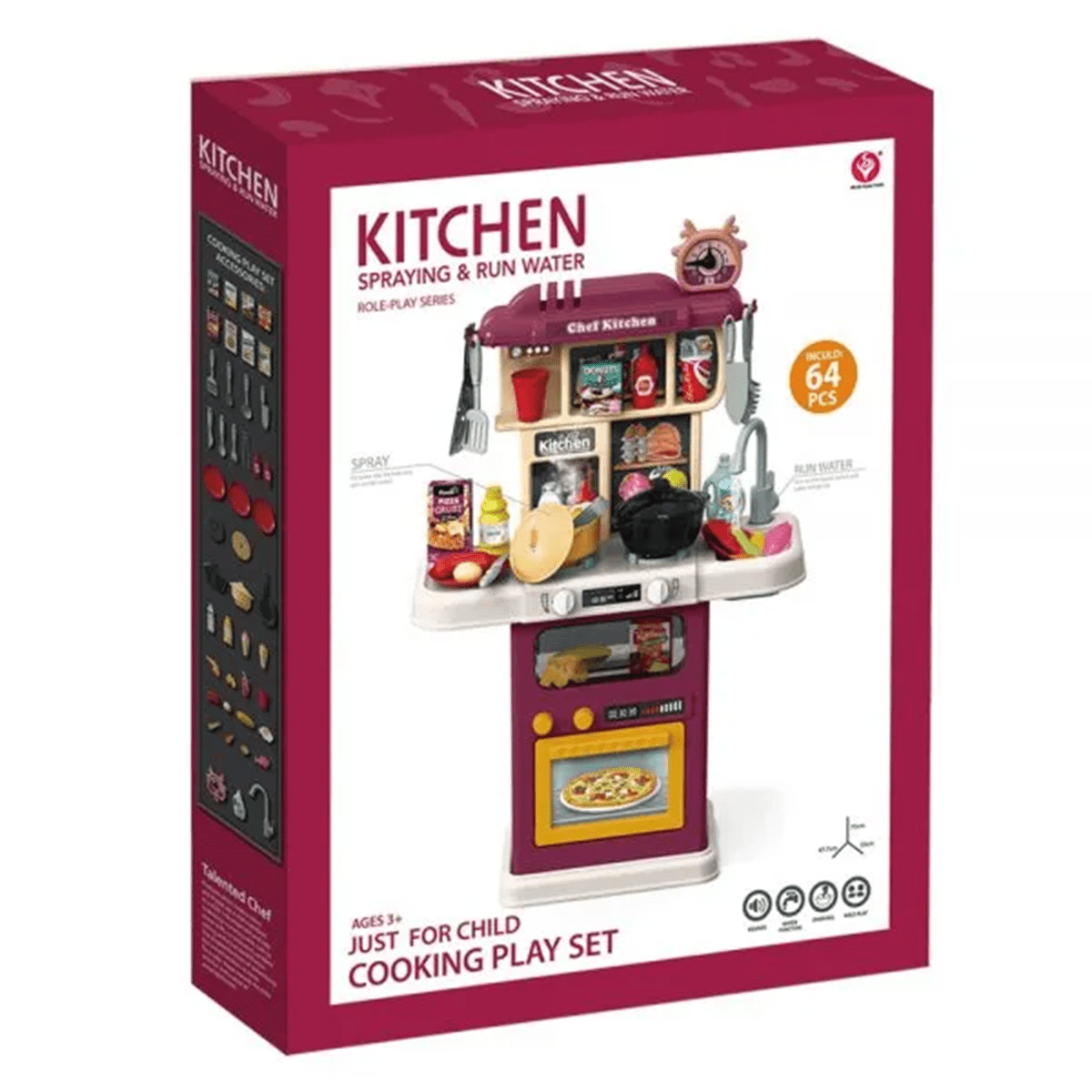 KITCHEN SET w/ LIGHT, SOUND,WATER RUNNING & SPRAY&BUBBLING Kiddy Zone