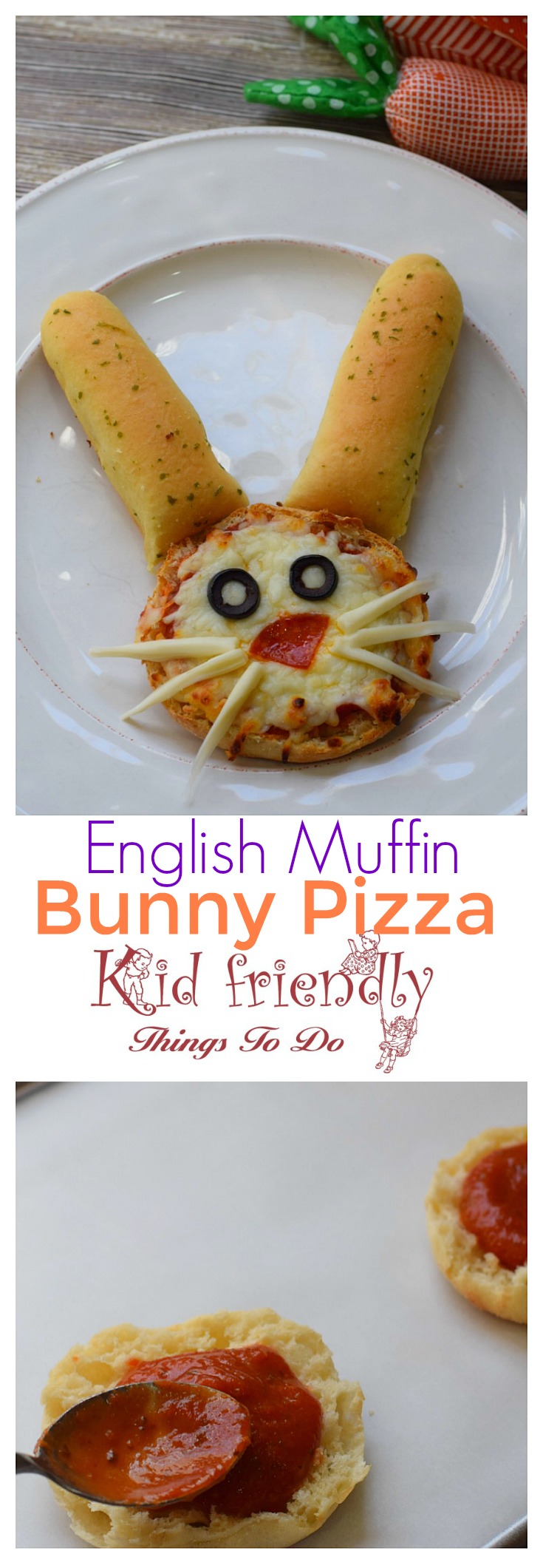 English Muffin Bunny Pizza for a Kid Friendly Fun Food Treat
