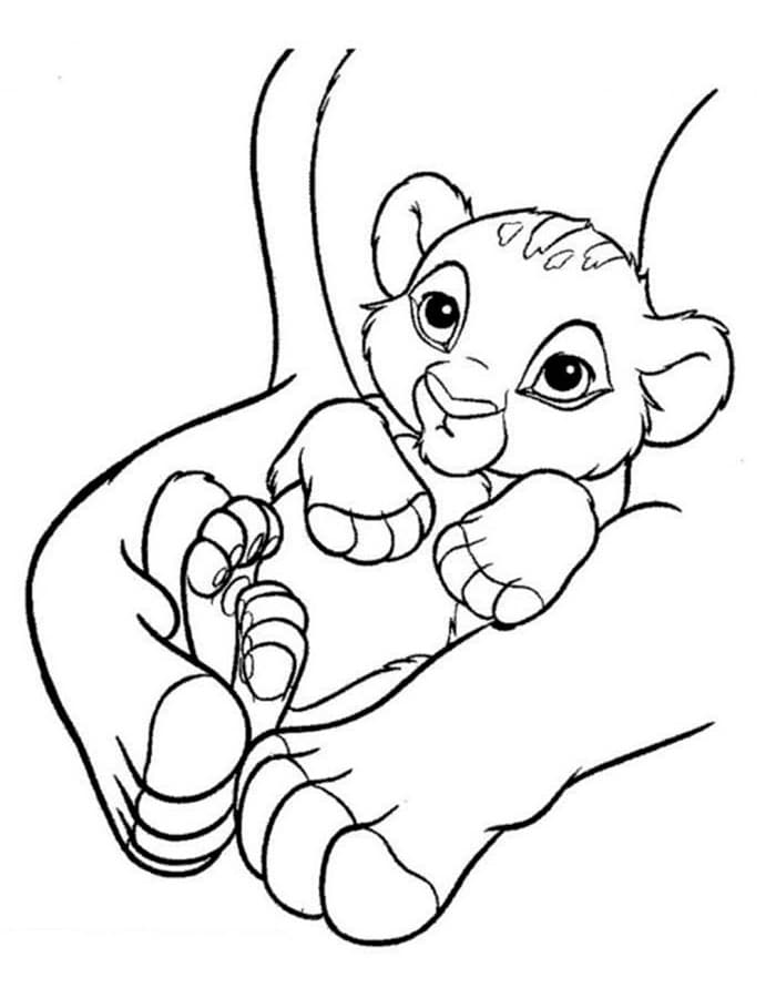 Cute baby Simba coloring page