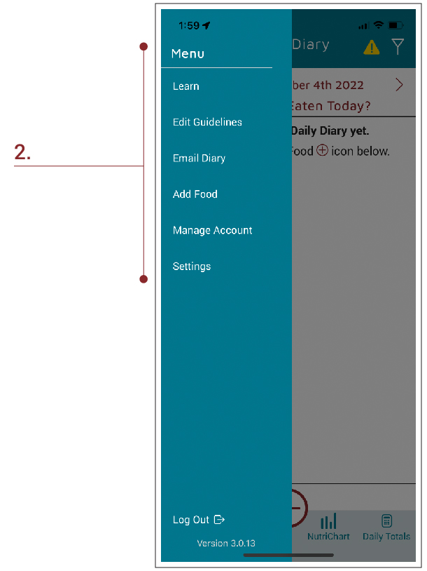 Accessing the Expanded Menu Options KidneyDiet®