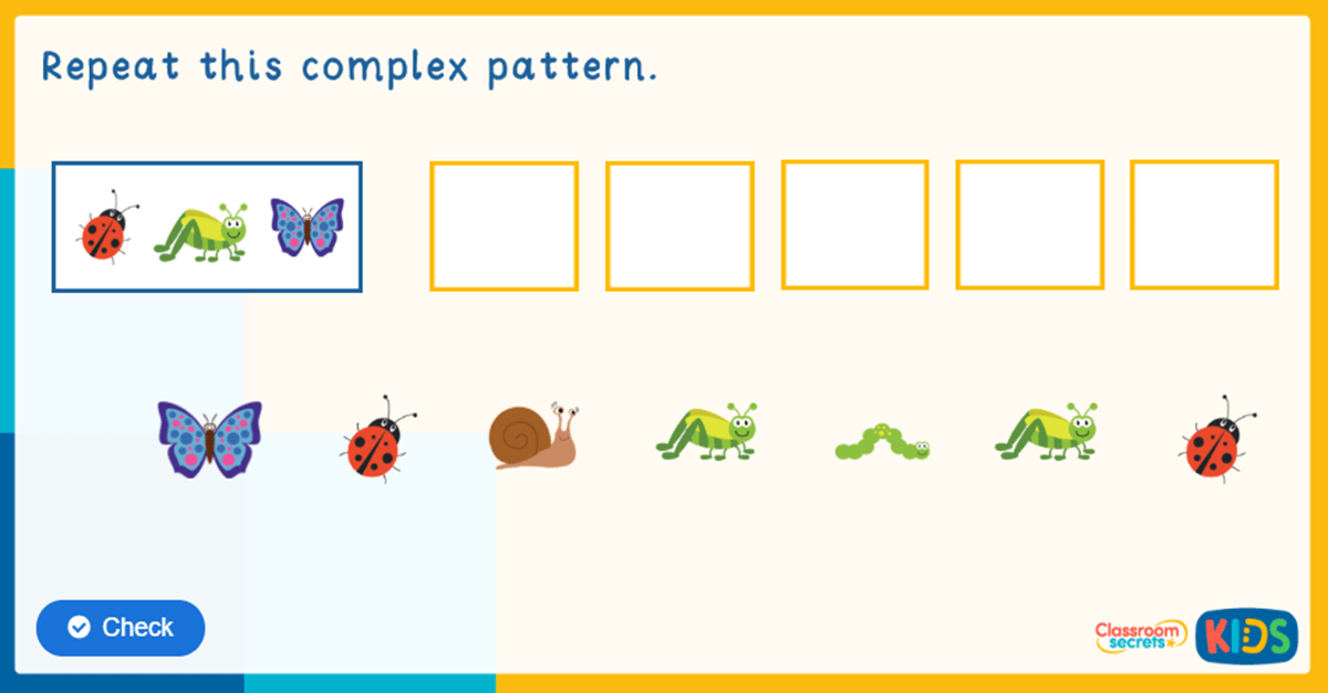 Reception Repeating a Complex Pattern Game Classroom Secrets Kids