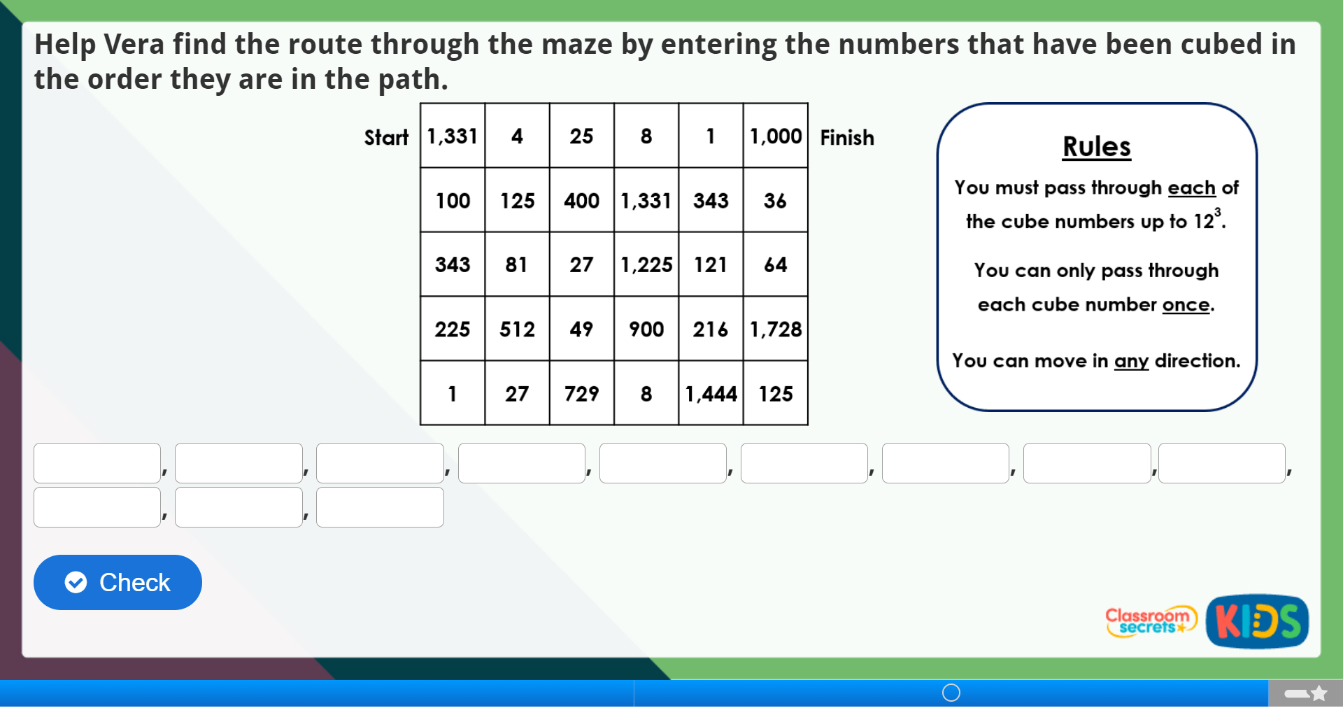 Year 5 Cube Numbers Maths Challenge Classroom Secrets Kids