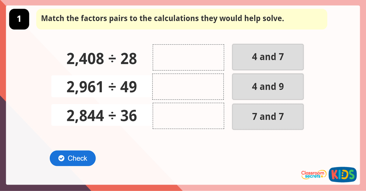 Year 6 Division Using Factors Lesson Classroom Secrets Classroom