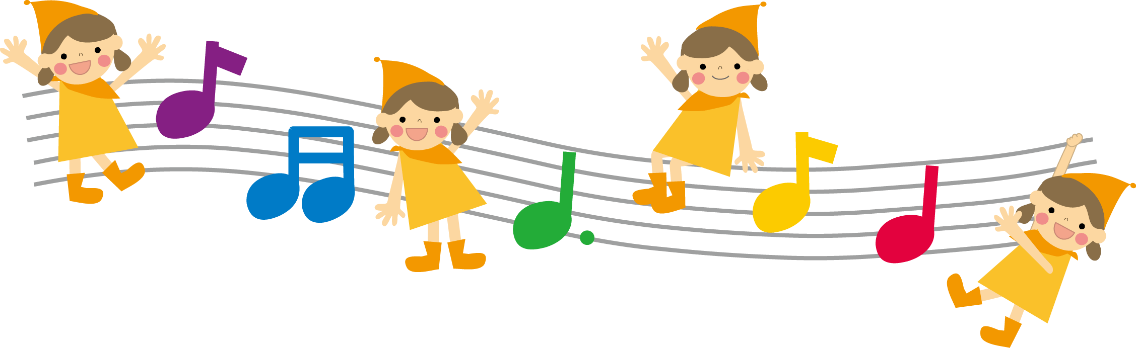 クリップアート・イラスト 無料素材 音符と子どものイラスト（無料イラスト）フリー素材