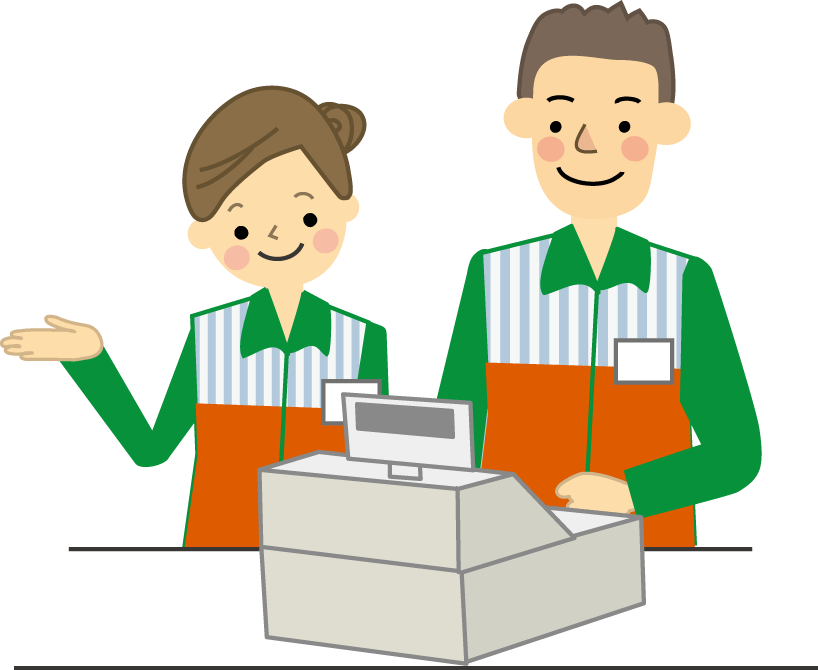 コンビニのイラスト | かわいいフリー素材が無料のイラストレイン 人物・職業（販売・レジ）イラスト・無料素材