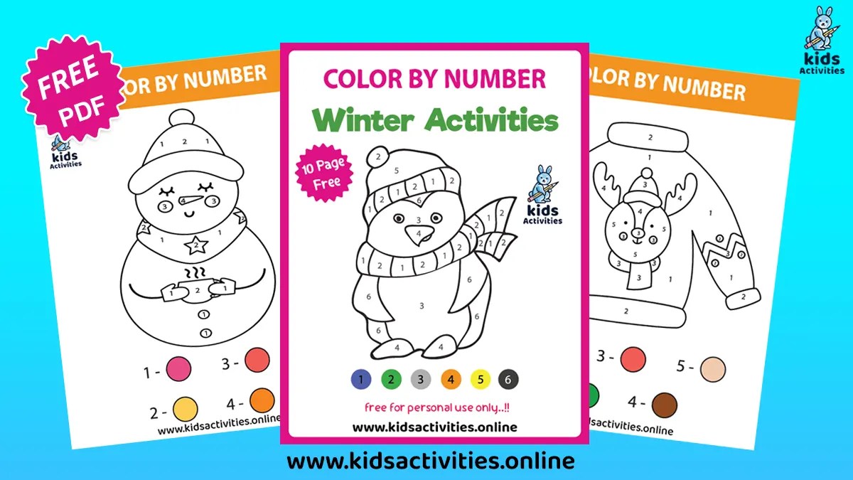Free! Printable winter colorbynumber coloring pages ⋆ Kids Activities