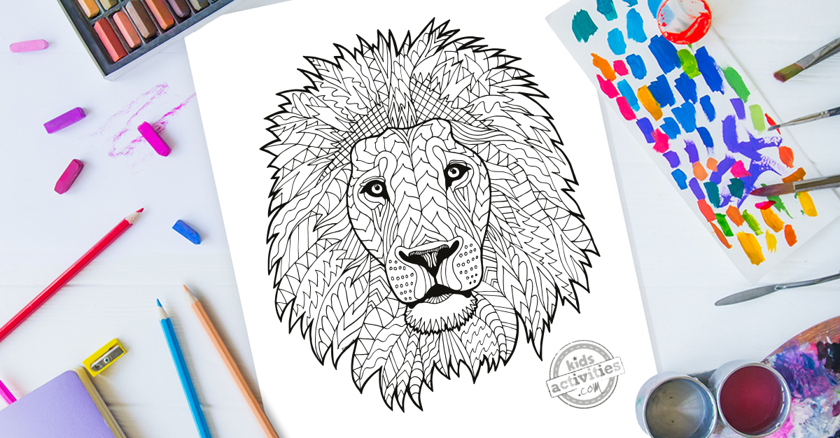 Free Zentangle Lion Pattern Printable Coloring Page