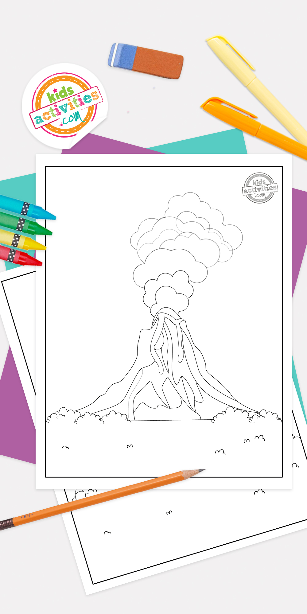 Las mejores páginas para colorear de volcanes