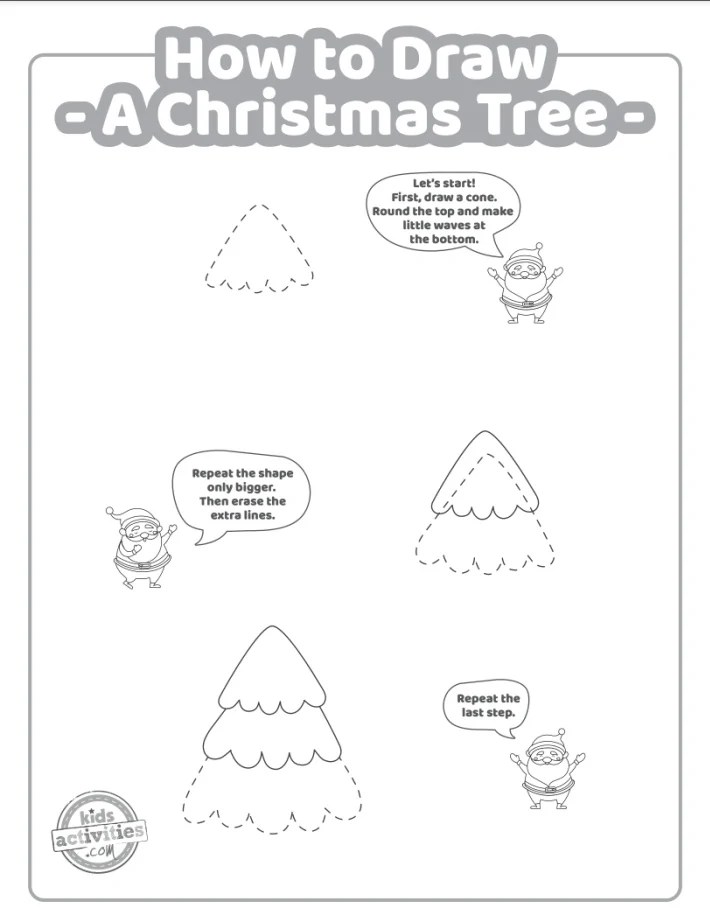 How To Draw a Christmas Tree with Easy Step by Step Guide Kids