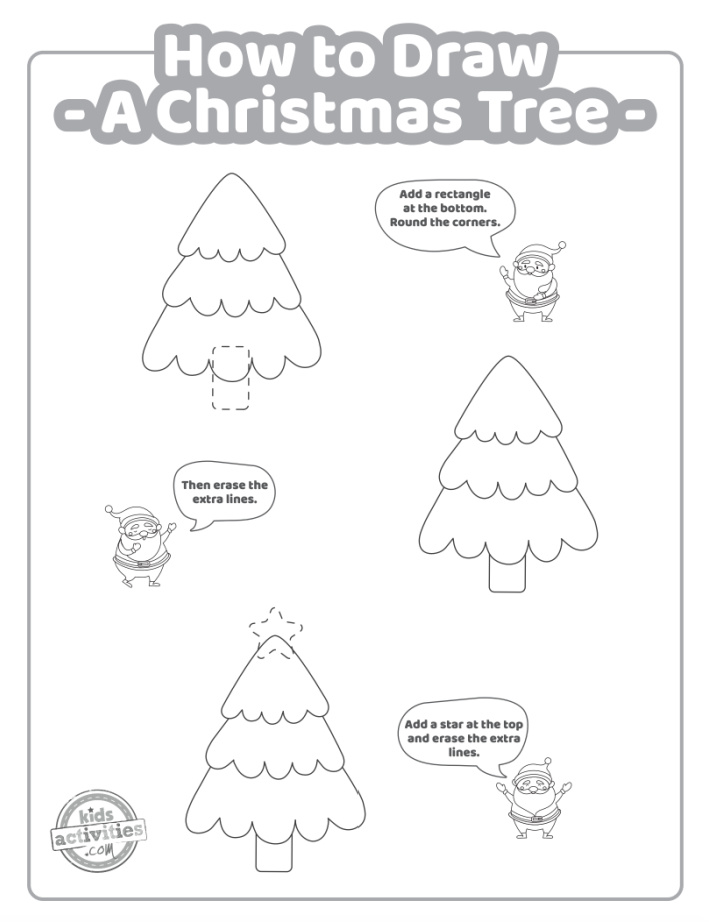 How To Draw a Christmas Tree with Easy Step by Step Guide Kids