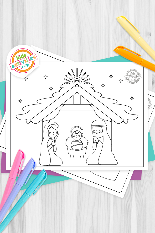 Simple Coloring Nativity Sheet For Toddlers Free Printable Free