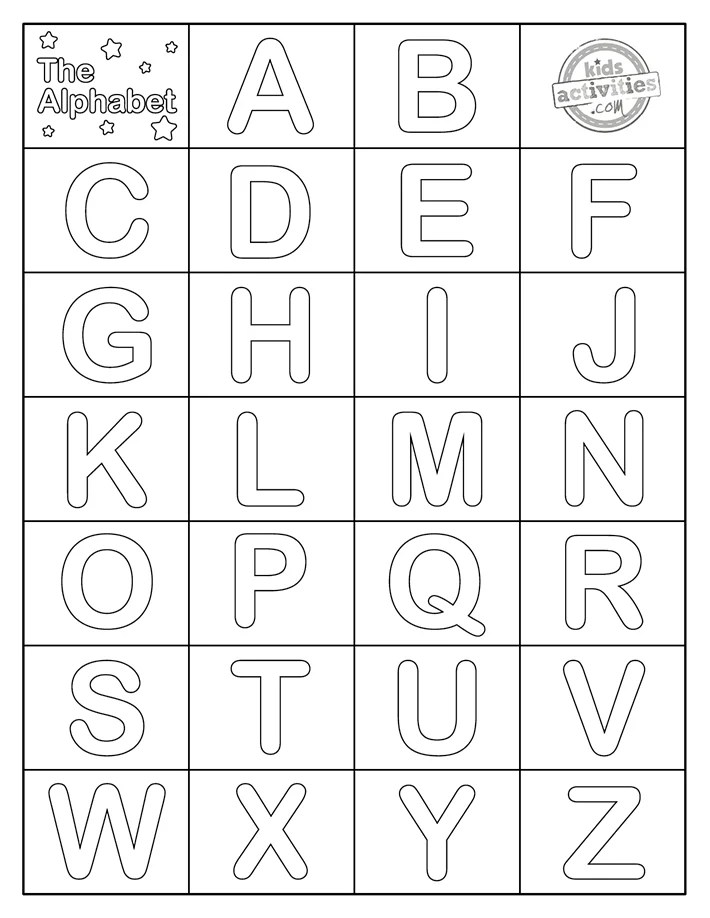 Easy Alphabet Printable Chart Coloring Pages | Kids Activities Blog