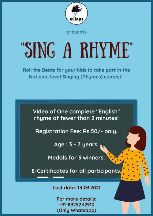 “eClaps” presents “Sing a Rhyme” National level Online Singing Contest