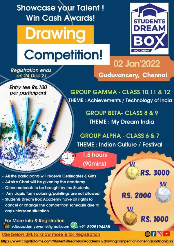 Students Dream Box Academy Drawing Competition in Chennai on 02 Jan