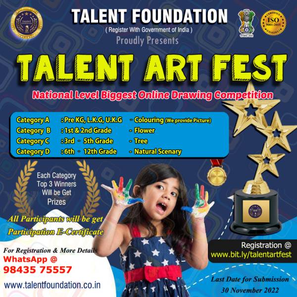 TALENT ART FEST 2022 National Level Biggest Online Drawing Contest