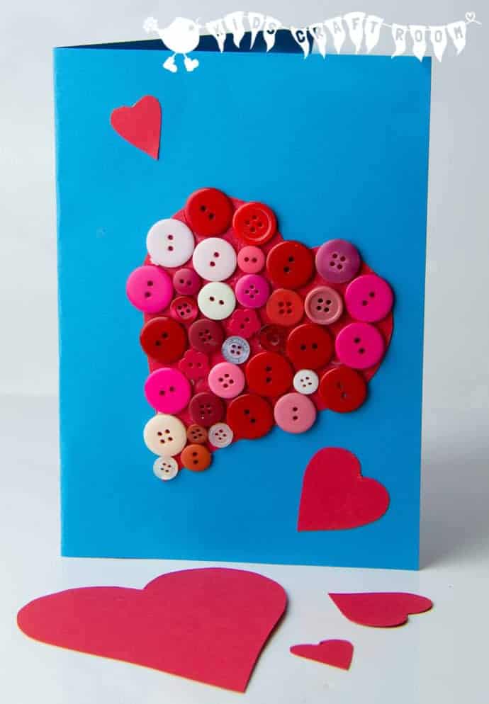 Button Valentine Card Kids Craft Room