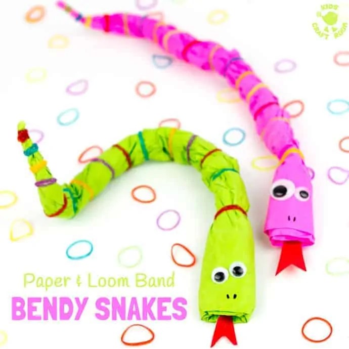 Bendy Paper & Loom Band Snake Craft Kids Craft Room