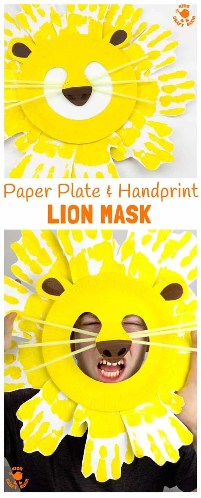 Handprint and Paper Plate Lion Masks Kids Craft Room