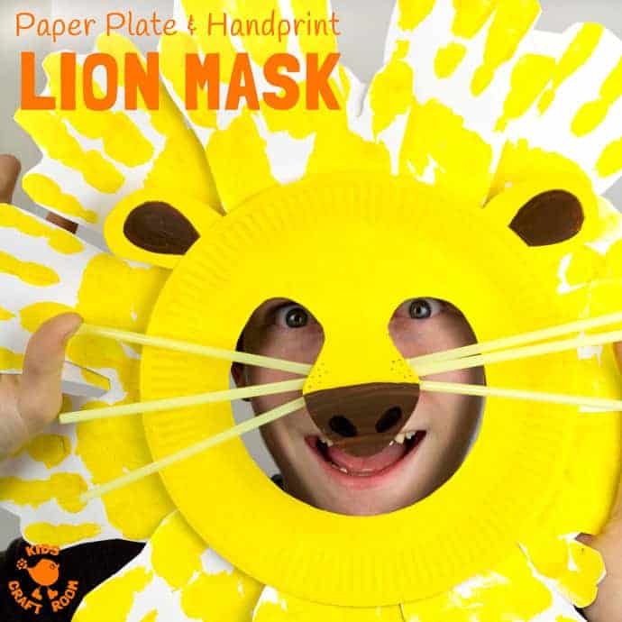 Handprint and Paper Plate Lion Masks Kids Craft Room