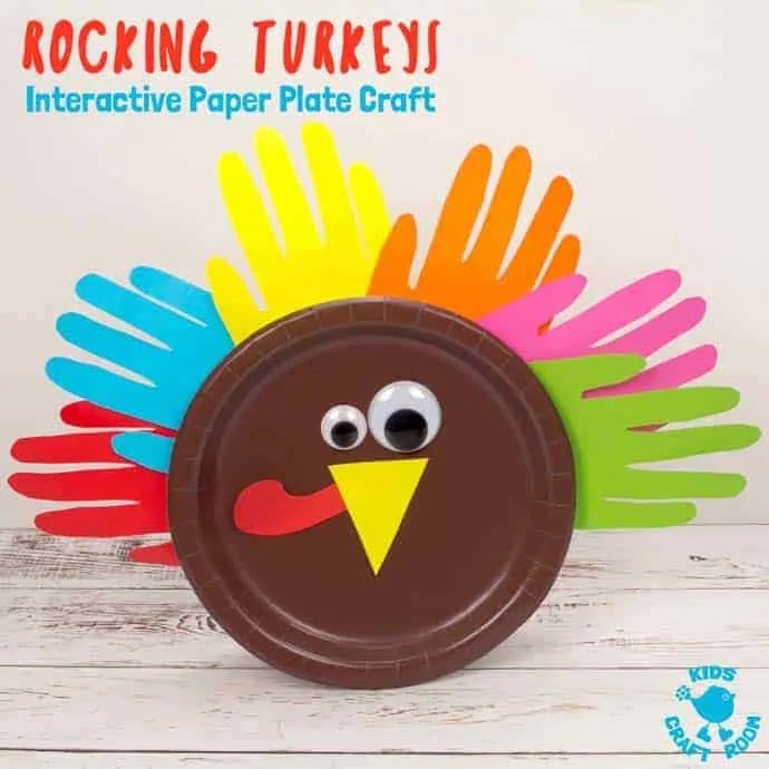 Rocking Paper Plate and Handprint Turkey Craft - Kids Craft Room