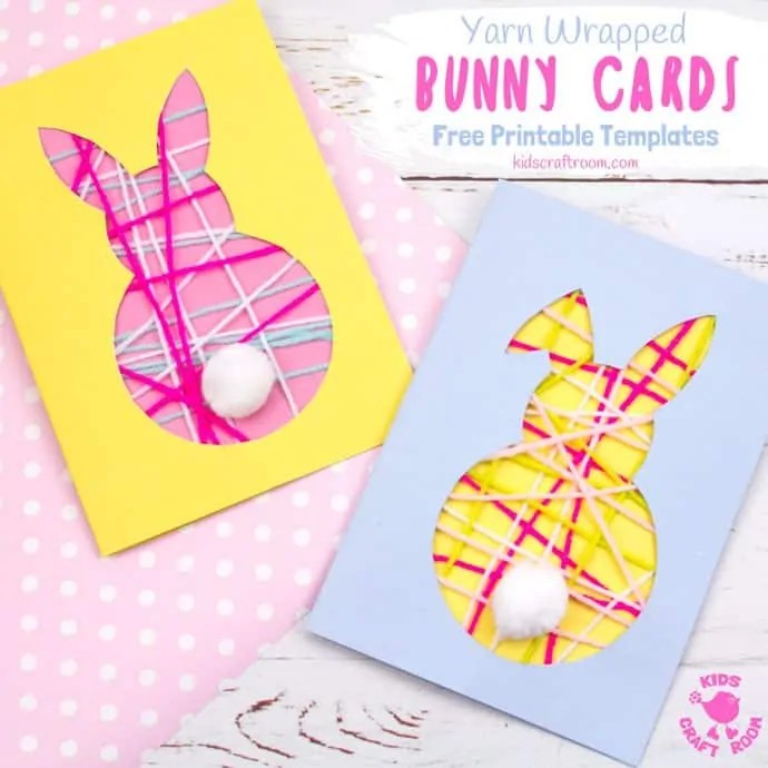 Yarn Wrapped Easter Bunny Cards Kids Craft Room