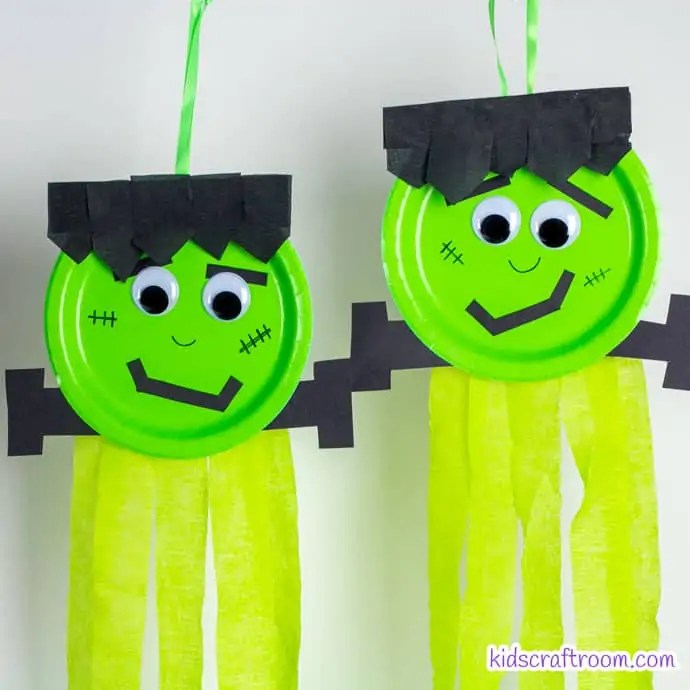 Paper Plate Frankenstein Wind Catcher Craft - Kids Craft Room