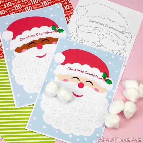 Santa Beard Christmas Countdown (Printable Calendar) - Kids Craft Room