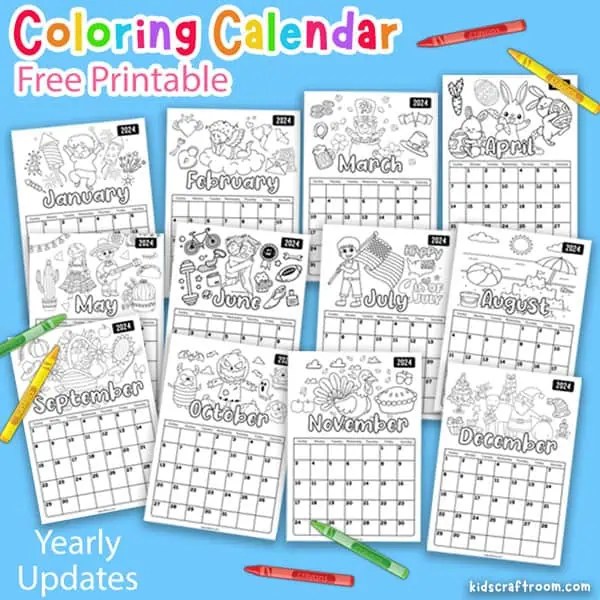 2024 Free Printable Coloring Calendar For Kids Kids Craft Room