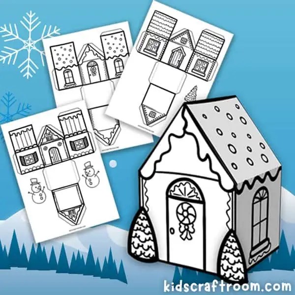 Winter Paper House Craft for Kids (Free Printable) Kids Craft Room Winter Paper House Craft for Kids (Free Printable) Kids Craft Room