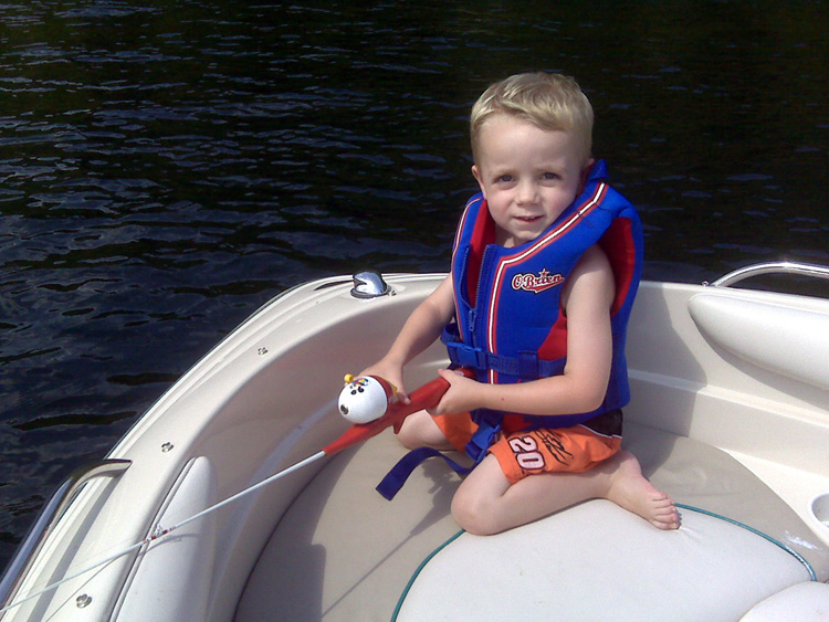 Boating with kids on Merrymeeting Lake in New Durham, NH