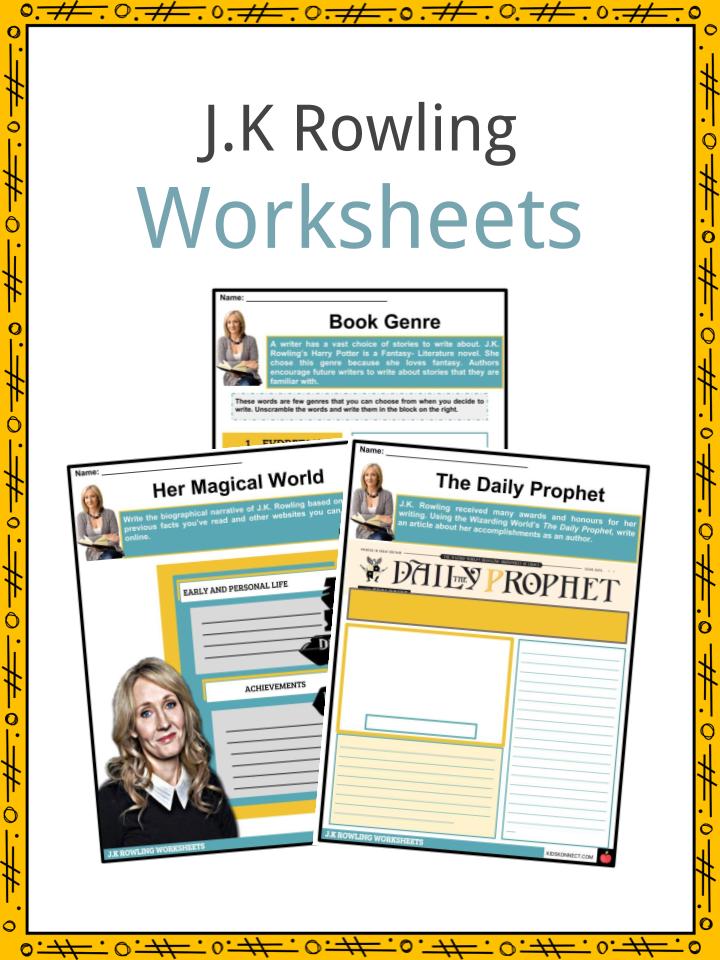 jk rowling facts information worksheets for kids