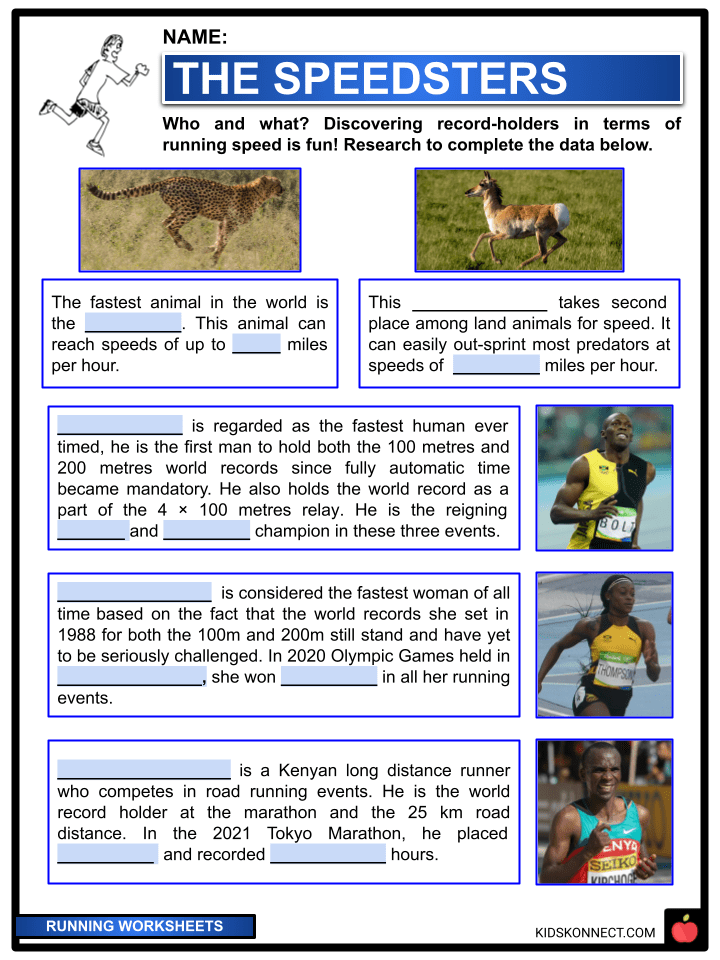 Running Worksheets, Facts & Information For Kids PDF Download