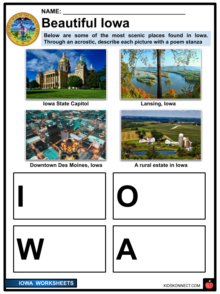 The State of Iowa Facts & Worksheets History, Geography, Culture