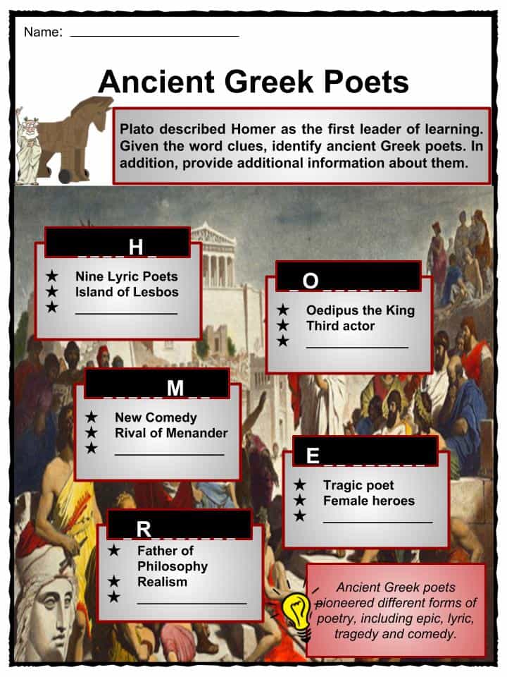 The Greek Poet Homer Facts, Worksheets, Life, Work & Poetry For Kids