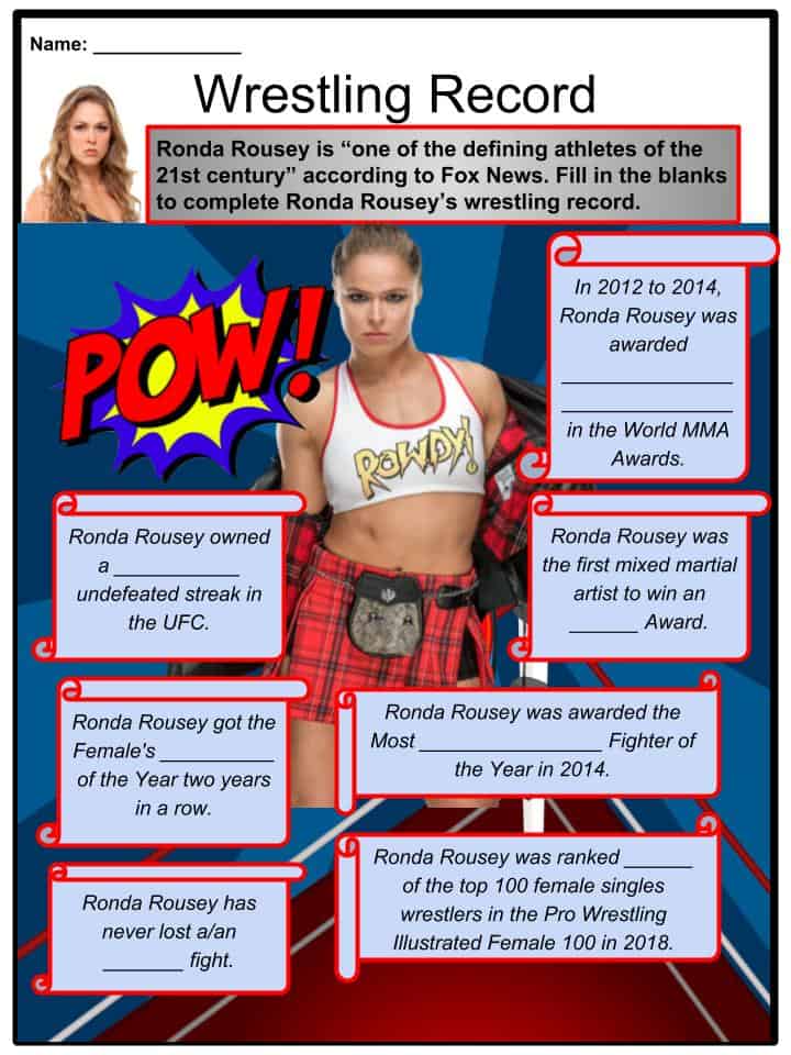 Ronda Rousey Facts & Worksheets, Achievements, Career In UFC & WWE