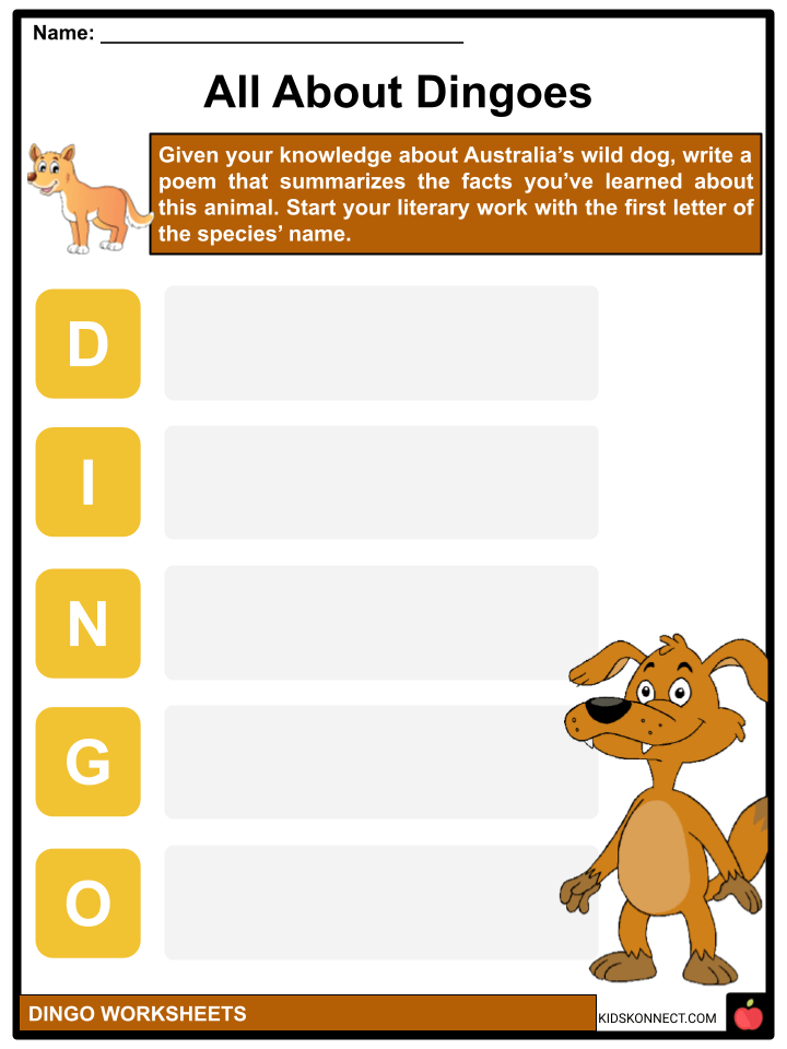 Dingo Facts & Worksheets KidsKonnect