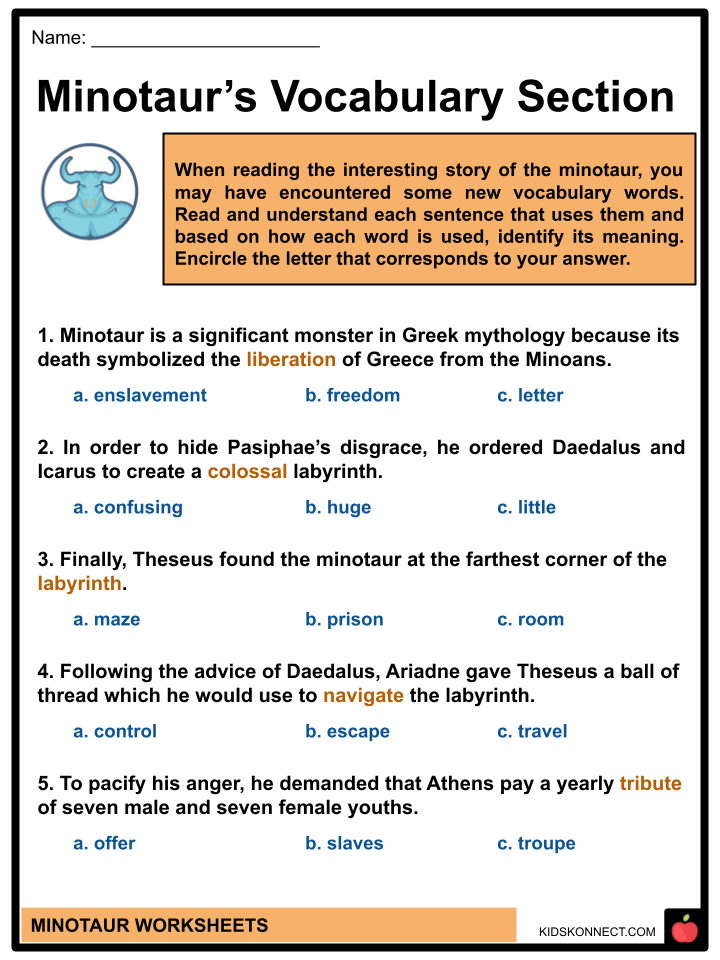 Minotaur Facts & Worksheets Origins, Description, Labyrinth, Mythology