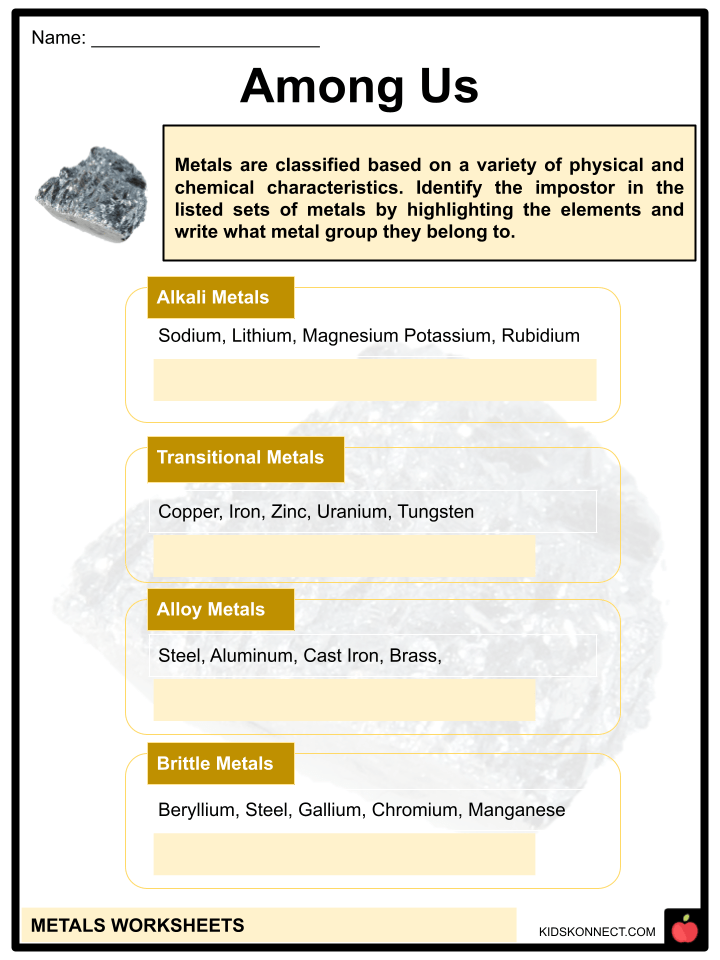 Metals Facts & Worksheets Discovery, Charateristics, Uses