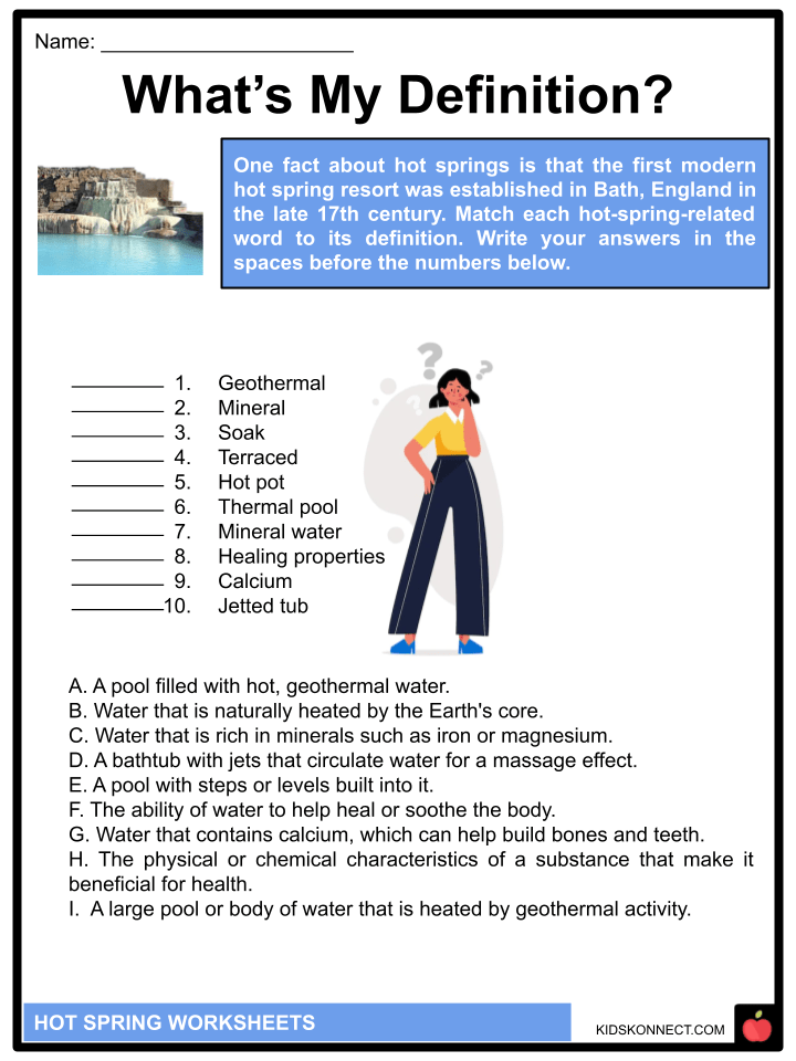Hot Spring Facts & Worksheets Source of Heat, Chemistry, Ecosystems