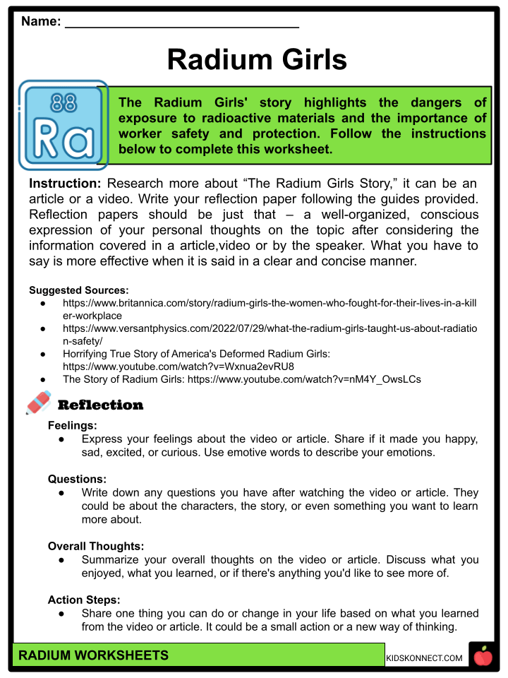Radium Worksheets Element Properties, Production, Applications