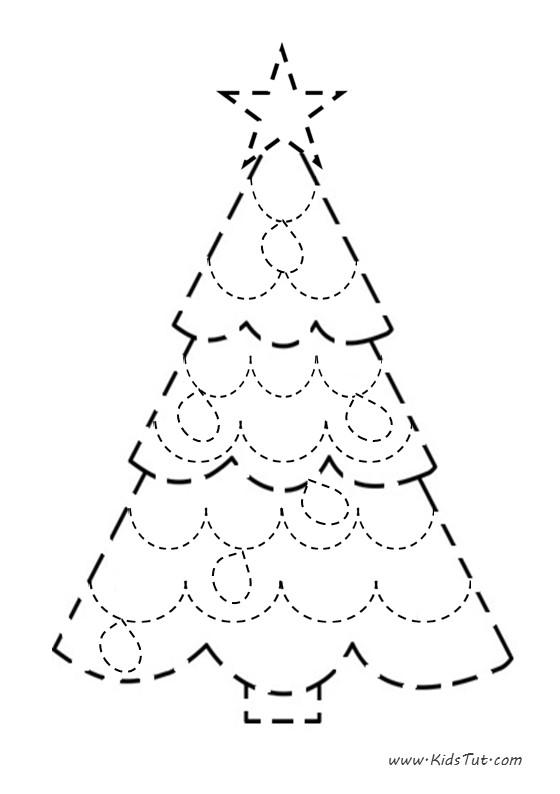 Easy and fun Christmas tree tracing worksheets for kids KidsTut