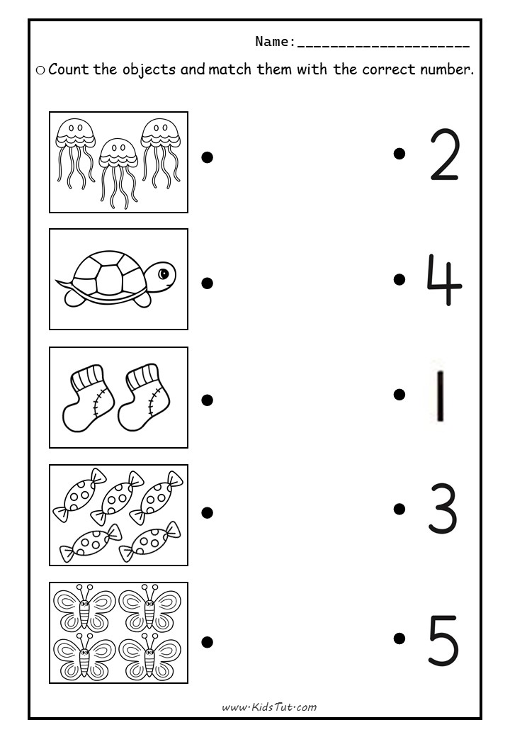 Count and Match with objects worksheets for kids - KidsTut