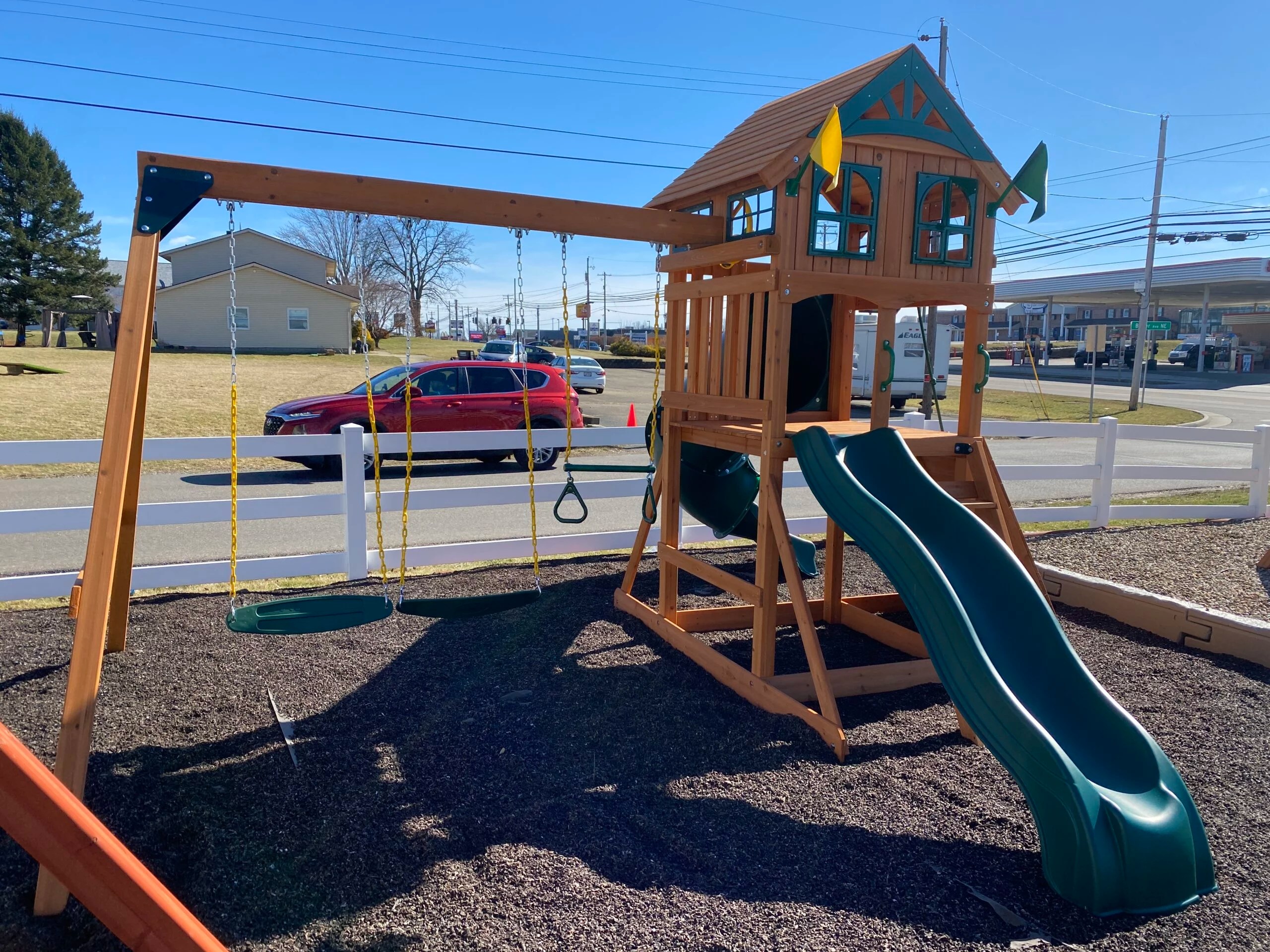 Swing Set With Tube Slide Panda Kids World