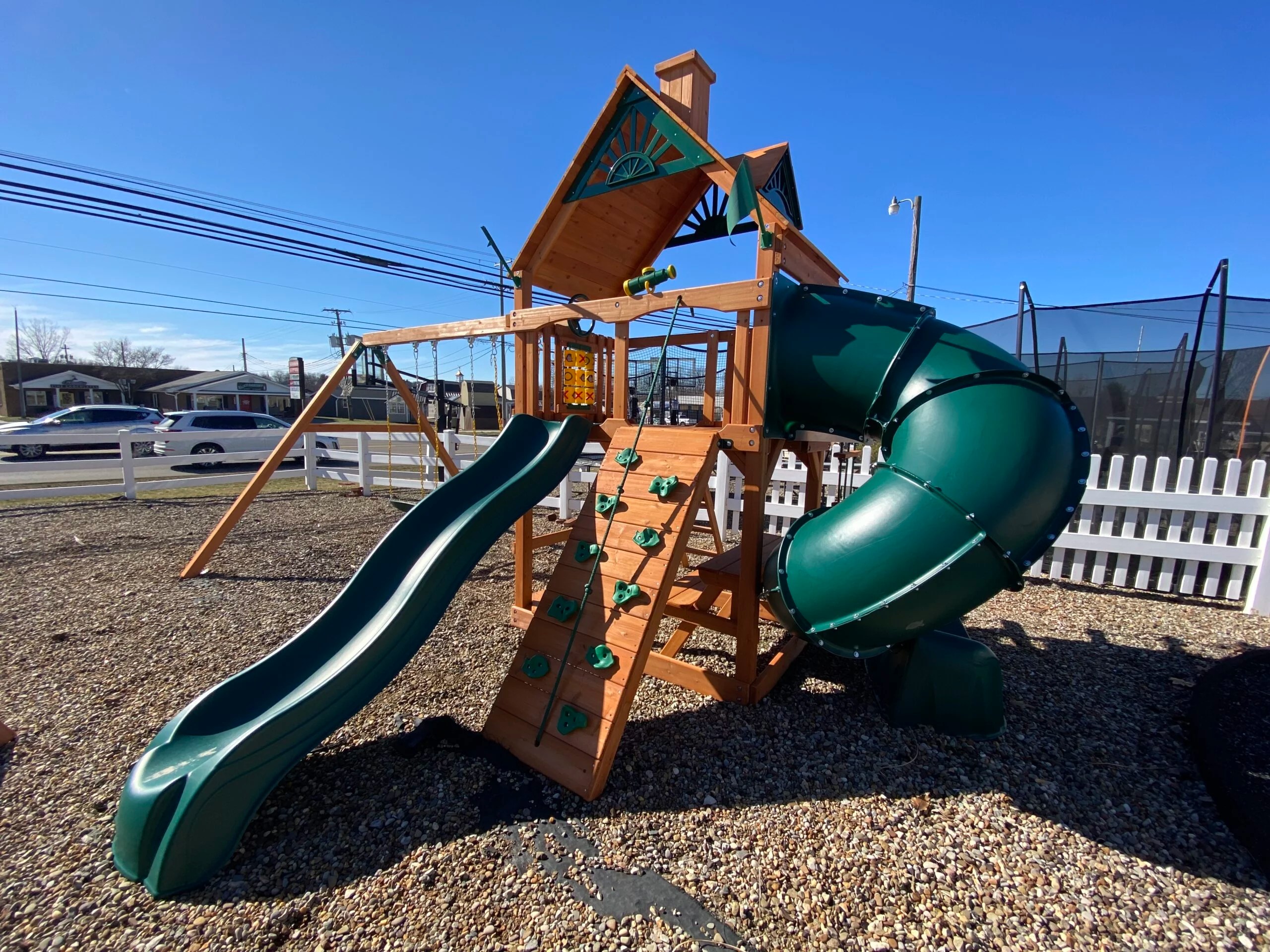 Swing Set With Spiral Slide Kids World Play Systems