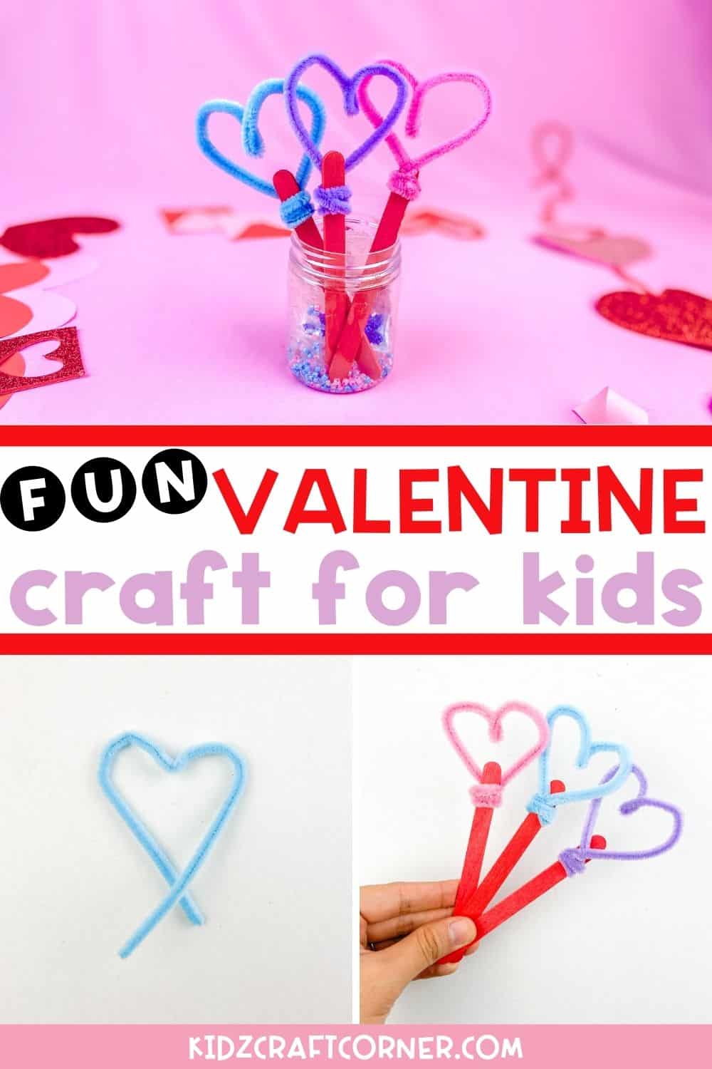 Popsicle Stick Valentine Heart Craft for Kids - Kidz Craft Corner